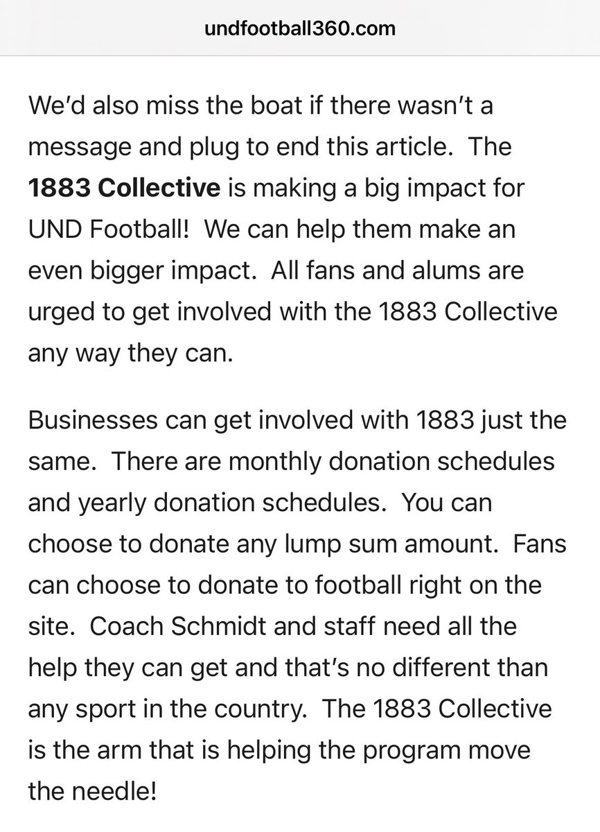 1883 Collective (@1883collective) on Twitter photo Thanks for the shoutout, <a href="/UNDFootball360/">UNDFootball360</a>! We’re working hard and love the momentum that’s building. Make no mistake about it - every $ contributed makes a difference in our ability to recruit and retain top talent at the Flagship. basepath.co/collective_che… Thanks for the shoutout, <a href="/UNDFootball360/">UNDFootball360</a>! We’re working hard and love the momentum that’s building. Make no mistake about it - every $ contributed makes a difference in our ability to recruit and retain top talent at the Flagship. basepath.co/collective_che…