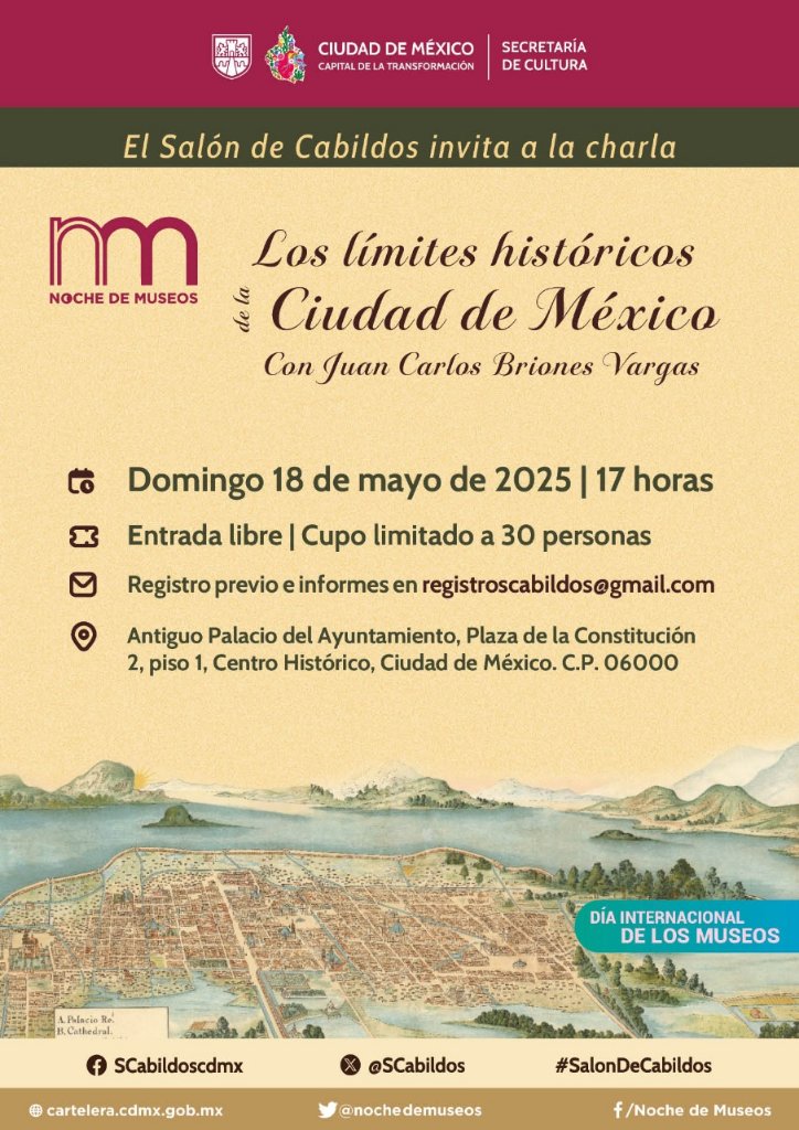Esta #NocheDeMuseosDIM el <a href="/SCabildos/">Salón de Cabildos</a> te espera en una charla sobre cómo ha cambiado territorialmente la capital.  ¡Ideal para los amantes de la historia urbana!

18/05
17 H
Cupo: 30 p
E.libre
Reg.previo: registroscabildos@gmail.com

Antiguo Palacio del Ayuntamiento