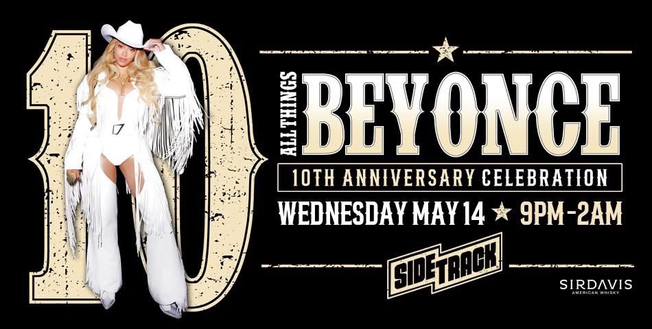 Sidetrack Chicago (@sidetrackbar) on Twitter photo TONIGHT! All Things Beyoncé 10th Anniversary Party at Sidetrack❤️👑🐝 <a href="/AlluraTheDoll/">Allura</a> <a href="/keritraid/">Iamkeritraid</a> <a href="/nothingbuttmark/">Mark Love</a> <a href="/sashajo76348766/">Sasha Love</a> TONIGHT! All Things Beyoncé 10th Anniversary Party at Sidetrack❤️👑🐝 <a href="/AlluraTheDoll/">Allura</a> <a href="/keritraid/">Iamkeritraid</a> <a href="/nothingbuttmark/">Mark Love</a> <a href="/sashajo76348766/">Sasha Love</a>