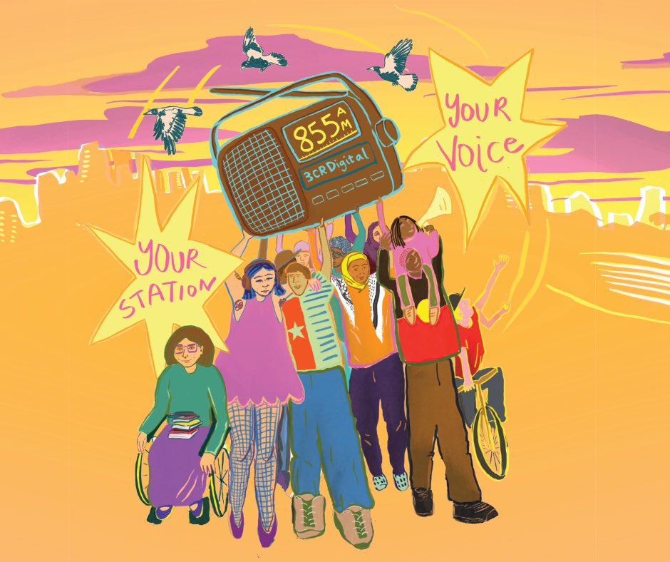 3CR is ‘Your Station, Your Voice’ and during June we need to raise $275,000 to keep great community media on the airwaves. Donate today to support radical radio. 3cr.org.au/donate Artwork by Sofia Sabbagh. #communityradio