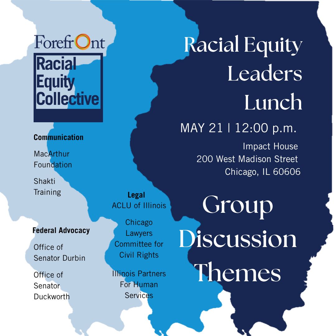 Forefront (@myforefront) on Twitter photo Please join us at our annual Racial Equity Leaders Lunch featuring round table discussions facilitated by <a href="/macfound/">MacArthur Foundation</a>, Shakti Training, the Office of <a href="/SenatorDurbin/">Senator Dick Durbin</a>, the Office of <a href="/SenDuckworth/">Tammy Duckworth</a>, <a href="/ACLUofIL/">ACLU of Illinois</a>, <a href="/ChgoCivilRights/">Chicago Lawyers' Committee for Civil Rights</a>, and <a href="/ILPartnersForHS/">Illinois Partners for Human Service</a>. bit.ly/4jVkhn1 Please join us at our annual Racial Equity Leaders Lunch featuring round table discussions facilitated by <a href="/macfound/">MacArthur Foundation</a>, Shakti Training, the Office of <a href="/SenatorDurbin/">Senator Dick Durbin</a>, the Office of <a href="/SenDuckworth/">Tammy Duckworth</a>, <a href="/ACLUofIL/">ACLU of Illinois</a>, <a href="/ChgoCivilRights/">Chicago Lawyers' Committee for Civil Rights</a>, and <a href="/ILPartnersForHS/">Illinois Partners for Human Service</a>. bit.ly/4jVkhn1