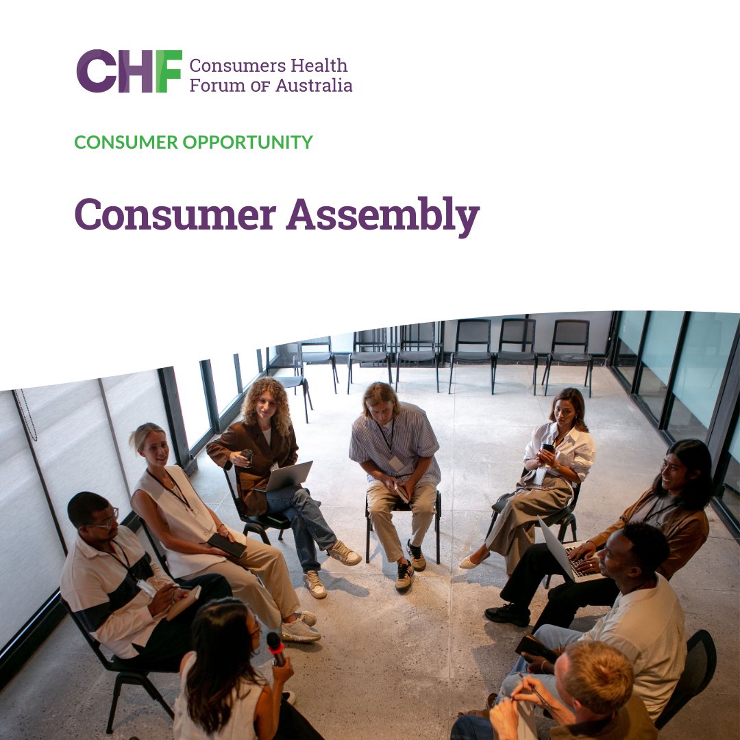 📢 One day to go: CHF’s Consumer Assembly 
It’s your last chance to submit your expression of interest to join our new Consumer Assembly. As a member, you’ll help shape CHF’s advocacy &amp; consumer engagement work. EOI close 16 May 2025 chf.org.au/get-involved/c…