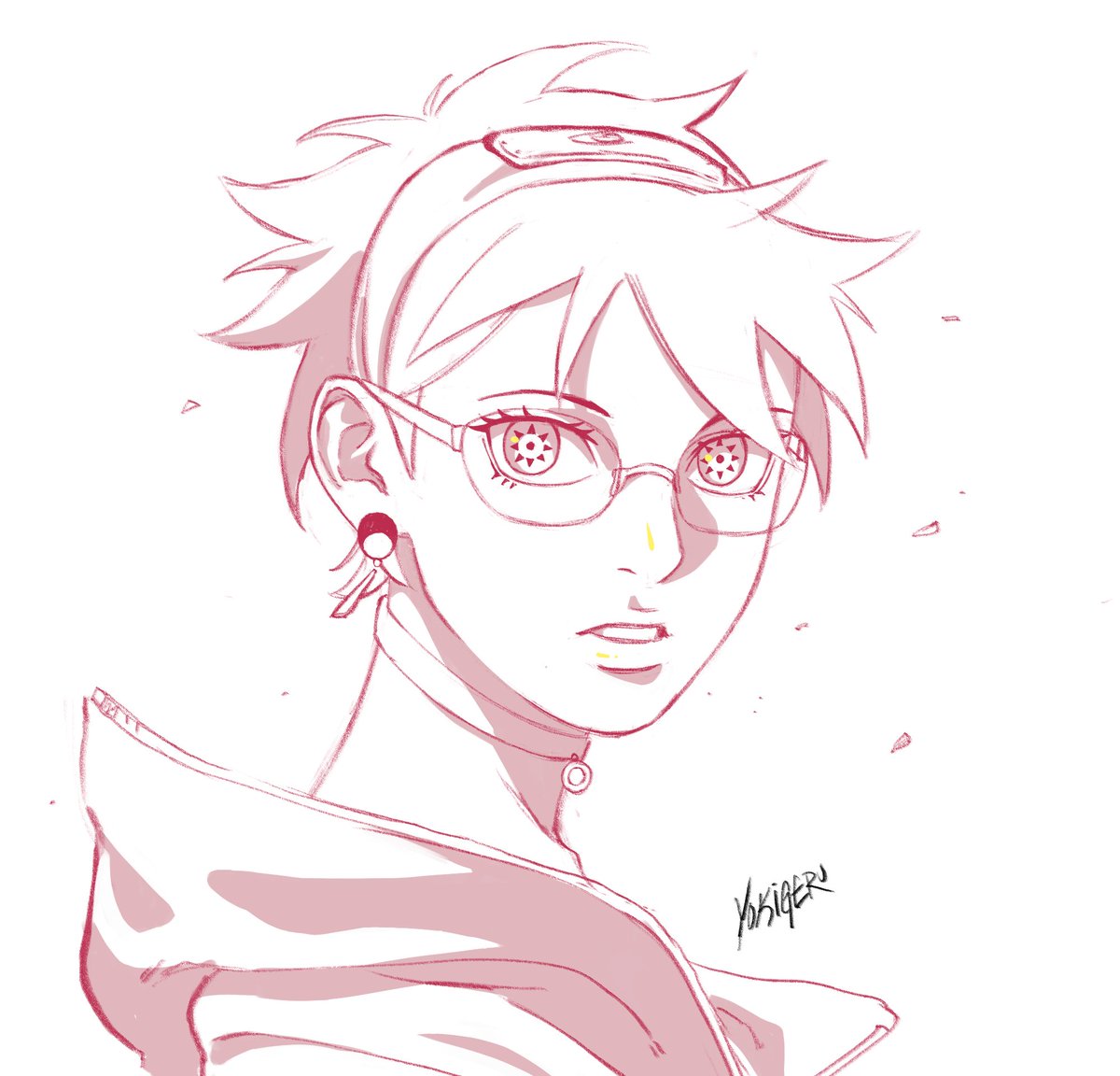 Yokigeru's tweet image. Los chicos de @Galactic_std hicieron una pequeña dinámica con Sarada.

No me dio tiempo ni de delinearlo así que son libres de terminarlo por mi.😉