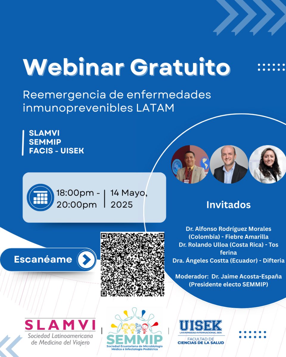 Dr Alfonso J Rodriguez-Morales MD MSc DTM&H HonDSc (@drajrodriguezm) on Twitter photo Iniciamos el Webinar.
bit.ly/4jUgZ3o
<a href="/SLAMVI/">SLAMVI</a> <a href="/acinnacional/">ACINNACIONAL</a> <a href="/rolandoug/">Rolando Ulloa-Gutierrez</a> <a href="/SEMMIPECU/">SEMMIP</a> <a href="/UISEK/">UISEK | Universidad Internacional SEK</a> <a href="/jdae21/">JD Acosta-España M.D. M.Sc.</a> <a href="/aleimc_/">ALEIMC</a> <a href="/SLIPEsociedad/">SLIPE sociedad</a> <a href="/INSColombia/">Instituto Nacional de Salud🇨🇴</a> Iniciamos el Webinar.
bit.ly/4jUgZ3o
<a href="/SLAMVI/">SLAMVI</a> <a href="/acinnacional/">ACINNACIONAL</a> <a href="/rolandoug/">Rolando Ulloa-Gutierrez</a> <a href="/SEMMIPECU/">SEMMIP</a> <a href="/UISEK/">UISEK | Universidad Internacional SEK</a> <a href="/jdae21/">JD Acosta-España M.D. M.Sc.</a> <a href="/aleimc_/">ALEIMC</a> <a href="/SLIPEsociedad/">SLIPE sociedad</a> <a href="/INSColombia/">Instituto Nacional de Salud🇨🇴</a>
