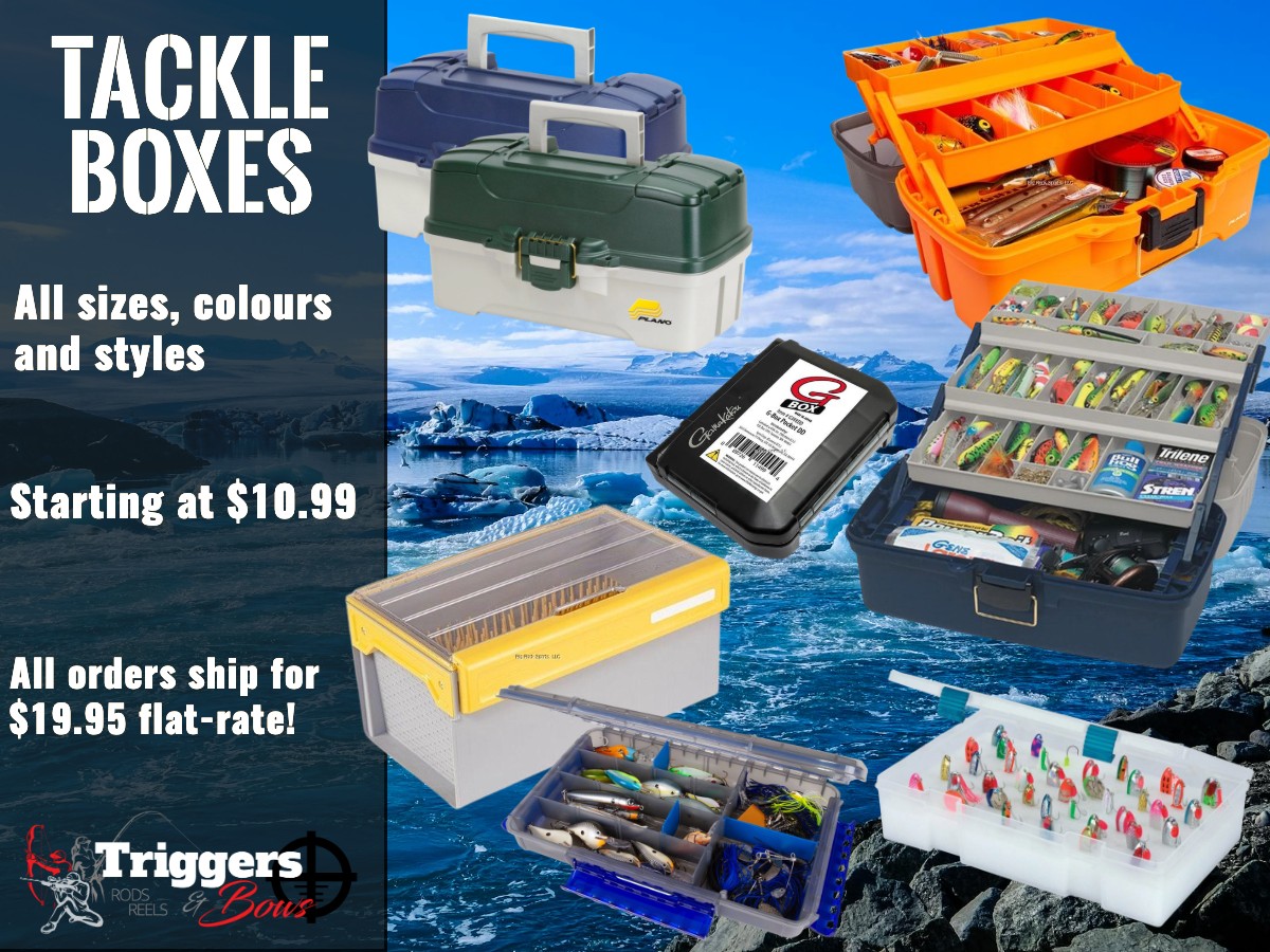 Need a tackle box? We have them! $19.95 flat-rate shipping within Canada.