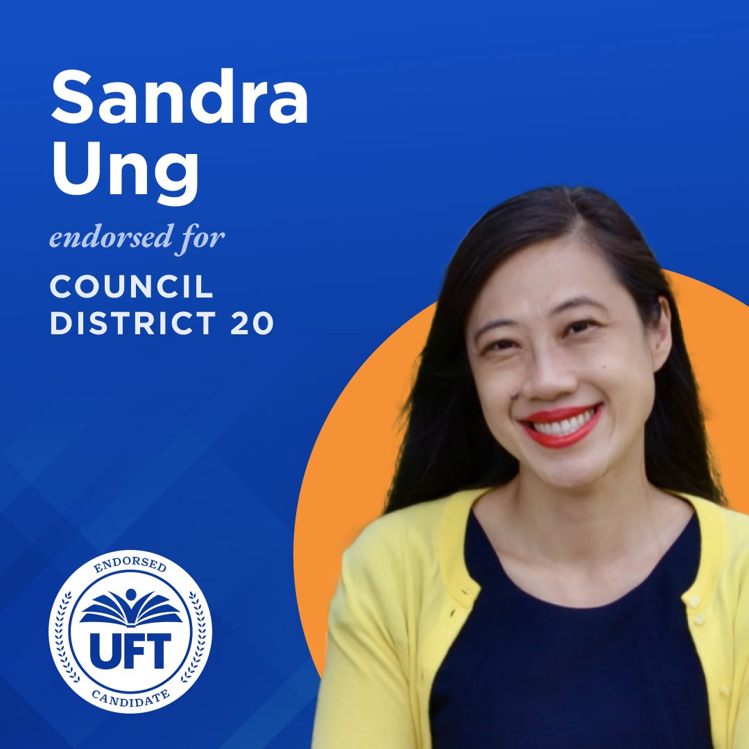 #NEWS: <a href="/UFT/">UFT</a> is proud to endorse <a href="/SandraForNY1/">Sandra Ung 黄敏仪</a> for New York City Council 💪

#UFTAction #NYCLaborVotes #UFTVotes #UFTEndorsed