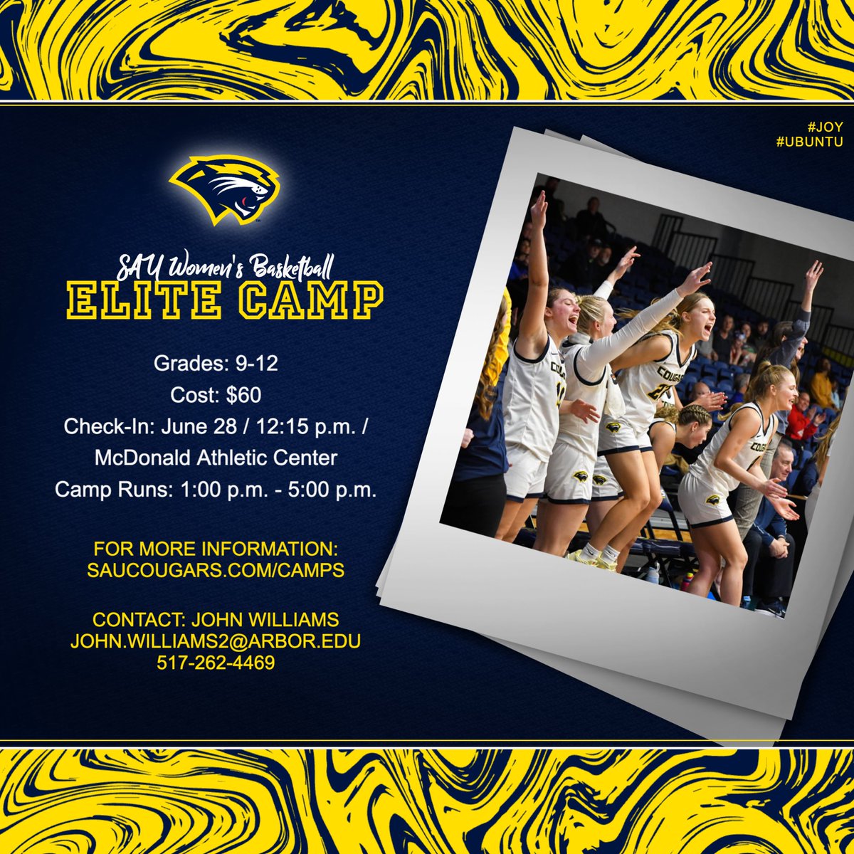Evan Bell (@coachevanbell) on Twitter photo 🚨Elite Camp🚨
<a href="/SAUCougarsWBB/">Spring Arbor Women's Basketball</a> Elite Camp was one of the best camps that I attended last summer. Organized, coaches involved during stations, t-shirts for campers, core value talking points, college offense concepts, games, etc. 100% recommend! #Ubuntu 🚨Elite Camp🚨
<a href="/SAUCougarsWBB/">Spring Arbor Women's Basketball</a> Elite Camp was one of the best camps that I attended last summer. Organized, coaches involved during stations, t-shirts for campers, core value talking points, college offense concepts, games, etc. 100% recommend! #Ubuntu