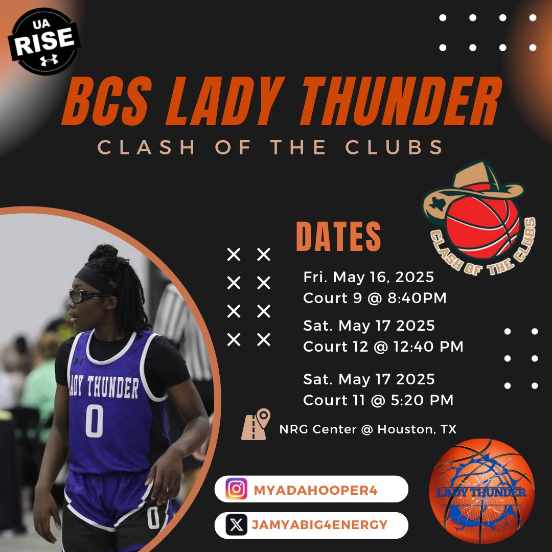 Come catch me and my teammates BCS Lady Thunder 17U in action this weekend  #clashoftheclubs #17U #C/O2028 #PG #SG