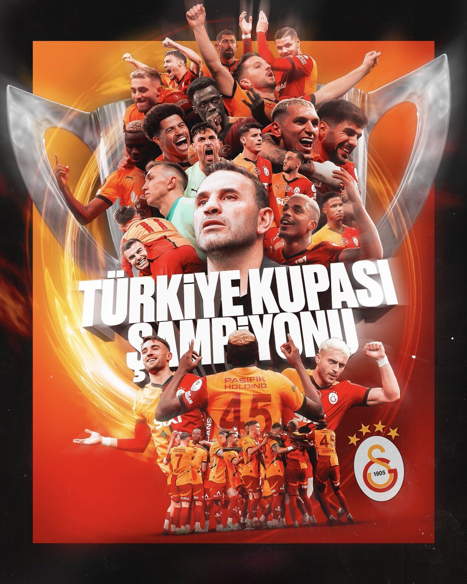🏆 Ziraat Türkiye Kupası Şampiyonu olan Galatasaray futbol takımını yürekten tebrik ediyor, bu başarıda emeği geçen futbolcuları, teknik heyeti, yönetimi ve taraftarları kutluyorum.