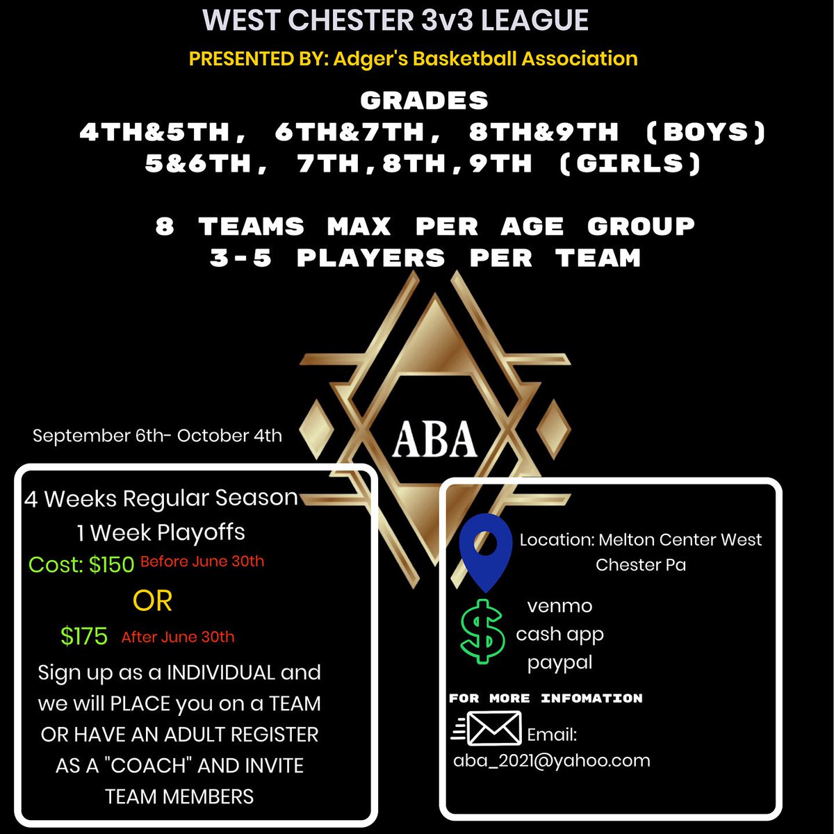 Briheem Adger (@coach_heem) on Twitter photo Help bring back fundamentals in youth basketball with 3v3! Registration link is in my bio! <a href="/ChescoHoops/">Chesco Hoops</a> <a href="/hooplove215/">CityofBasketballLove</a> <a href="/WestChesterASD/">West Chester Area SD</a> <a href="/MeltonCenterWC/">The Melton Center</a> <a href="/PrepHoopsPA/">Prep Hoops Pennsylvania</a> Help bring back fundamentals in youth basketball with 3v3! Registration link is in my bio! <a href="/ChescoHoops/">Chesco Hoops</a> <a href="/hooplove215/">CityofBasketballLove</a> <a href="/WestChesterASD/">West Chester Area SD</a> <a href="/MeltonCenterWC/">The Melton Center</a> <a href="/PrepHoopsPA/">Prep Hoops Pennsylvania</a>