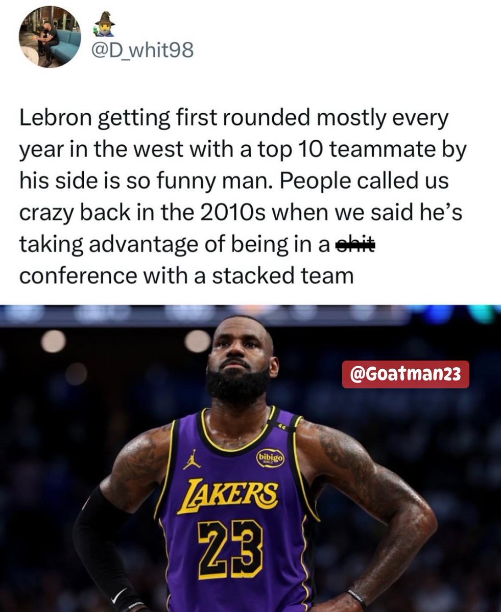 Imagine getting dog-walked the past 7 seasons in the West by underdog teams 😭😭. LeBron hasn’t won anything in the West but a Mickey Mouse bubble gum ring 😭😭.