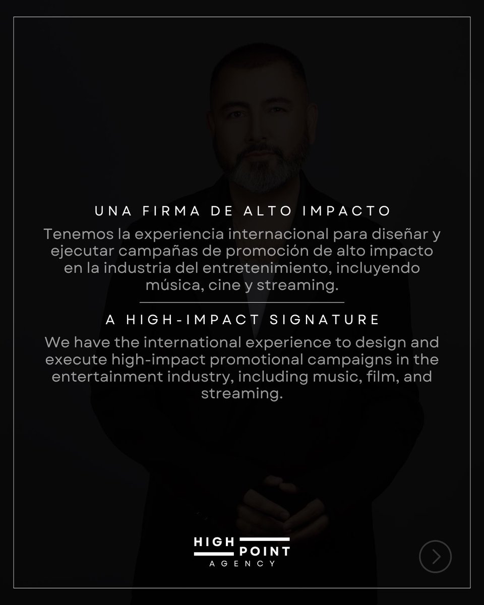 highpoint_agcy's tweet photo. Detrás de cada éxito, hay una estrategia.

Con experiencia internacional, diseñamos campañas que impactan en música, cine y streaming. ¡Conócenos!

#ReachinhNewHights #HighPointAgency https://t.co/uUNmj4d3mU