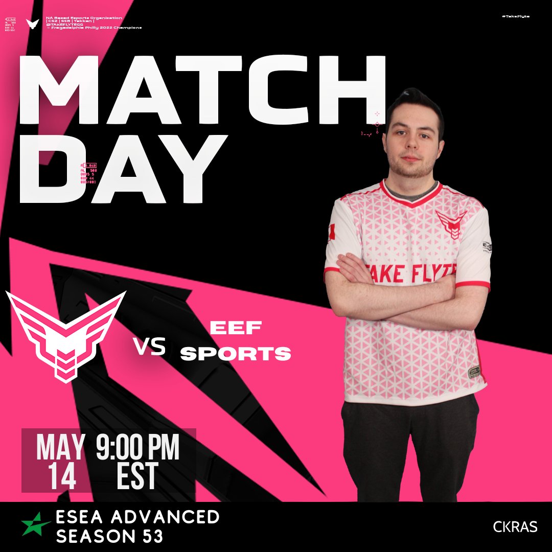 TakeFlyteGG's tweet photo. Time for match 2/3 for this week to go down! We been on our winning ways in classic Take Flyte fashion and we plan to stay that way!

🎮 Counter Strike 2
⚔️ Take Flyte Vs. #eefsports
⏰ 9:00 PM EST
🎙️ @TheeNelloGG 
📺 Stream linked below 👇

#TakeFlyte✈️ https://t.co/8n9Q4xy6T6