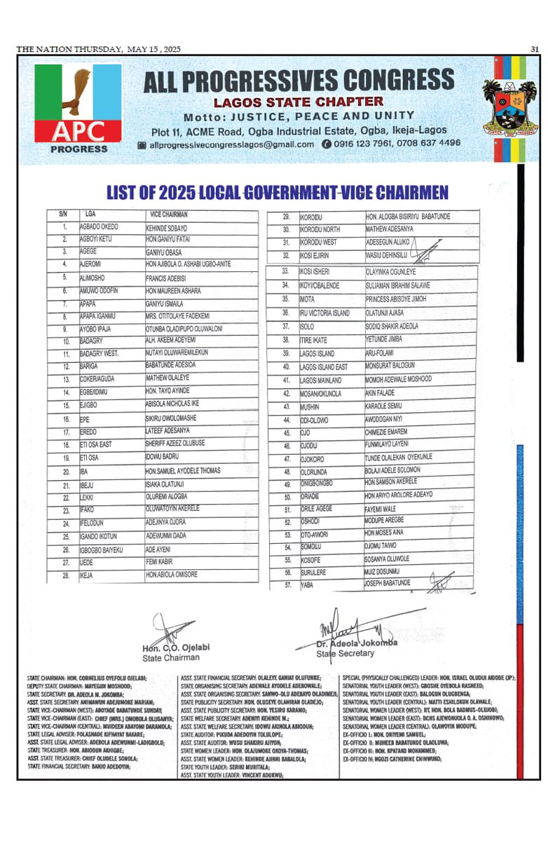 lagospidia's tweet photo. APC Lagos has delivered on what we demanded, now it’s time to apply the same pressure on PDP and LP. 

The Lagos local government elections are critical for true representation, and must reflect the will and interest of indigenous Lagosians. https://t.co/wkT80itc4Q