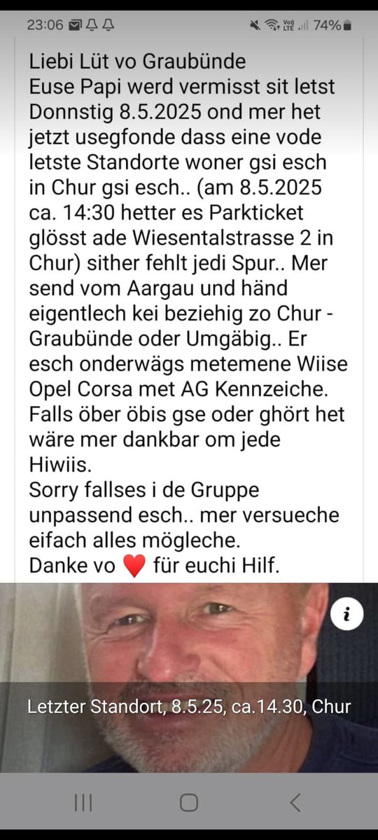 Karin Mayerhofer (@karinmayerhofer) on Twitter photo An meine Freunde im Graubünden <a href="/ChristianRuch/">Christian Ruch 📯</a> Bitte um Hilfe! Danke!
Er ist Sanitär von Beruf. An meine Freunde im Graubünden <a href="/ChristianRuch/">Christian Ruch 📯</a> Bitte um Hilfe! Danke!
Er ist Sanitär von Beruf.