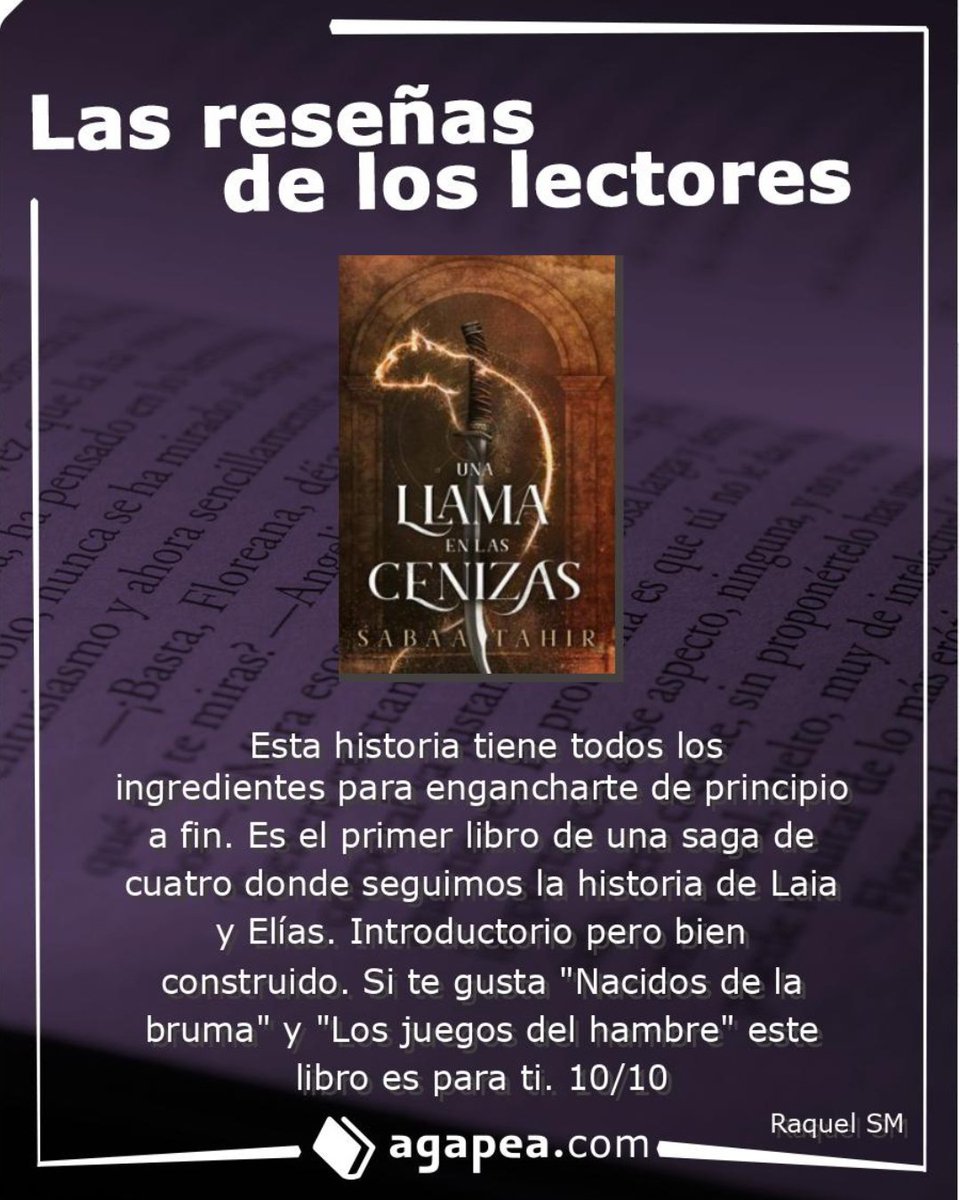 ¿Si aún no te habías animado con esta saga? Mira cómo nos la recomienda Raquel, una de nuestras lectoras.
Disponible aquí: ow.ly/rxCy50VSp91

#libro #recomendación #reseña #reseñalector #nuestroslectoresrecomiendan #agapea #libreriaagapea