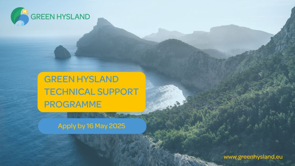 🚨 Final call — applications for the #GreenHysland Technical Assistance Programme close tomorrow!

🏝️ Islands can still apply for free support to develop green #hydrogen projects  + access to the #HydrogenTerritoriesPlatform Tool.

🗓️ Apply by 16 May
🔗 buff.ly/etL4Eoe
