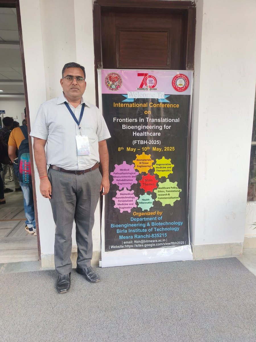 MCBR MAHE (@mahemcbr) on Twitter photo Dr. Abhishek Kumar Singh, Associate Professor at the MCBR, MAHE, recently participated in the Frontiers in Translational Bioengineering for Healthcare (FTBH-2025) conference, held at BIT Mesra, Ranchi, from May 8–10, 2025.
facebook.com/share/p/15U8ja…
<a href="/MAHE_Manipal/">Manipal Academy of Higher Education</a> Dr. Abhishek Kumar Singh, Associate Professor at the MCBR, MAHE, recently participated in the Frontiers in Translational Bioengineering for Healthcare (FTBH-2025) conference, held at BIT Mesra, Ranchi, from May 8–10, 2025.
facebook.com/share/p/15U8ja…
<a href="/MAHE_Manipal/">Manipal Academy of Higher Education</a>