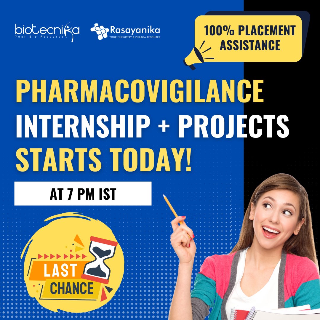 biotecnika's tweet image. 🚨 LAST &amp;amp; FINAL CHANCE – It Starts TONIGHT!

💊 New to Pharmacovigilance? No Worries!

Get trained. Get experience. Get hired.

🔗 Apply Now: btnk.org/PV-training-pr…

📲 Talk to an Expert: btnk.org/contact-PV-Exp…

#Pharmacovigilance #PVTraining #ClinicalResearchCareers