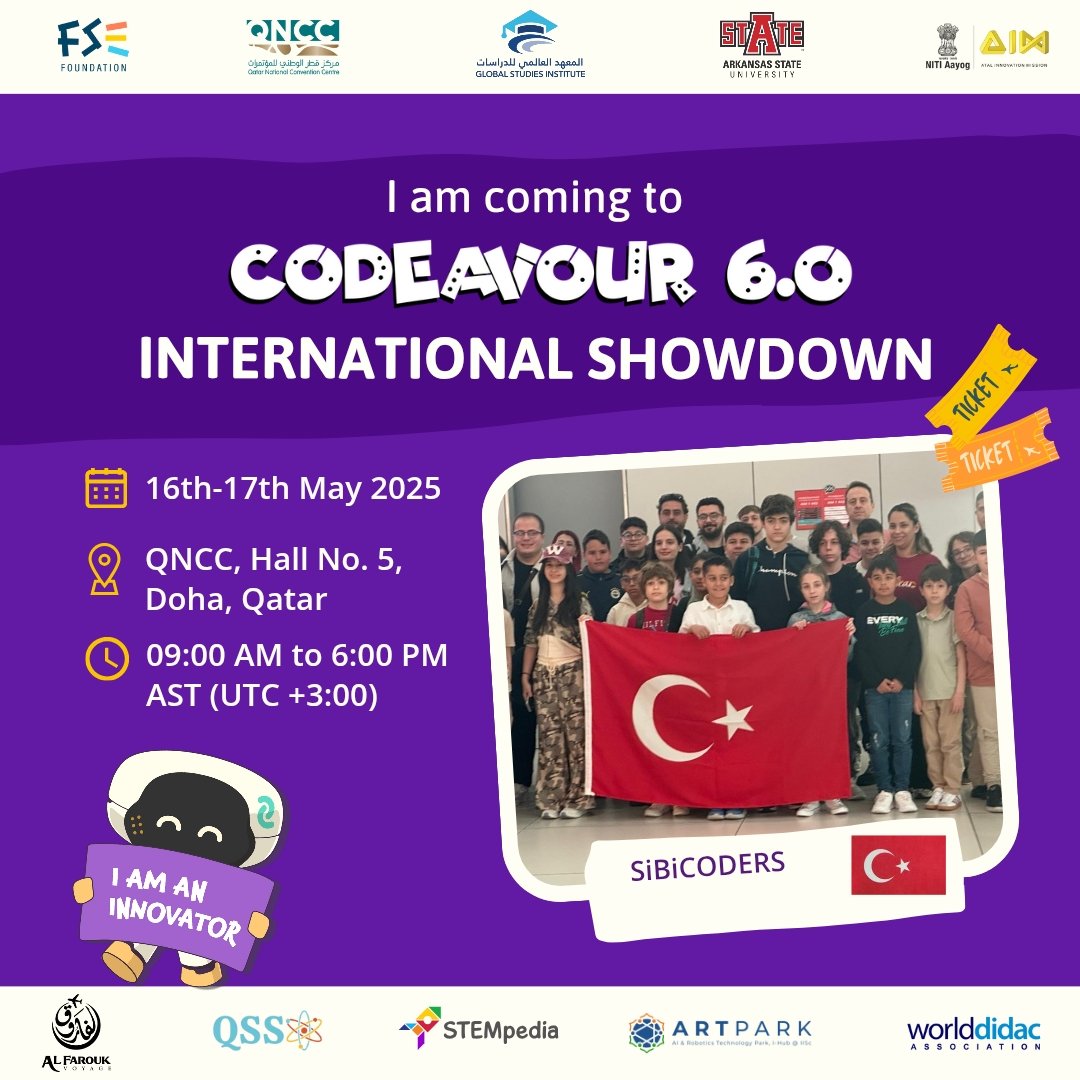 BilsemSilivri's tweet image. We sent our SibiCoders team, who represented our institution, off to QATAR.
#Codeavour6 #AIChampions #CodeavourBuzz