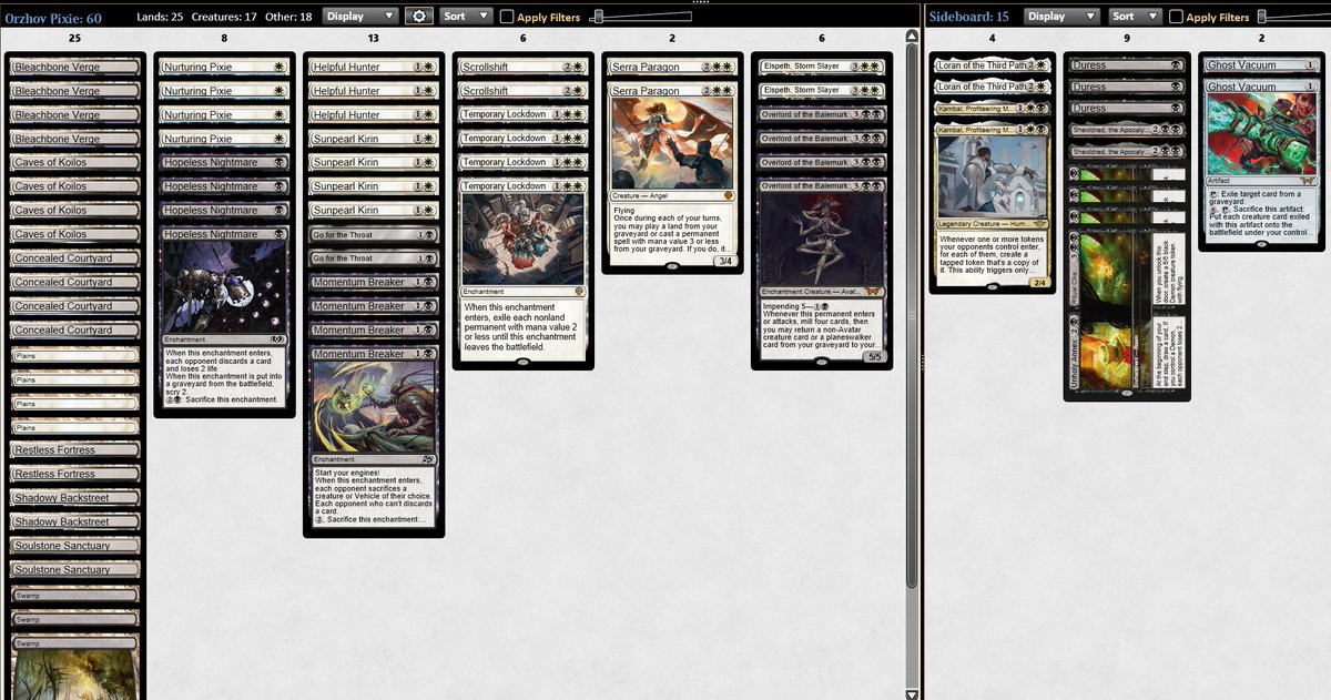 Richard Neal (@selesneal) on Twitter photo Made top 8 of today's Standard Challenge with <a href="/AlexanderRsdhl/">Alexander Rosdahl</a>'s W/B Pixie!
Matchups:
1. Izzet 🧚🧚
2. Izzet ✂️✂️
3. Izzet 🧚🧚
4. Izzet ✂️🧚🧚
5. Izzet 🧚✂️🧚
6. Izzet 🧚🧚
QF. Mono-Red ✂️✂️
It's a Monstrous world out there, and all we can do is Rage about it. Made top 8 of today's Standard Challenge with <a href="/AlexanderRsdhl/">Alexander Rosdahl</a>'s W/B Pixie!
Matchups:
1. Izzet 🧚🧚
2. Izzet ✂️✂️
3. Izzet 🧚🧚
4. Izzet ✂️🧚🧚
5. Izzet 🧚✂️🧚
6. Izzet 🧚🧚
QF. Mono-Red ✂️✂️
It's a Monstrous world out there, and all we can do is Rage about it.
