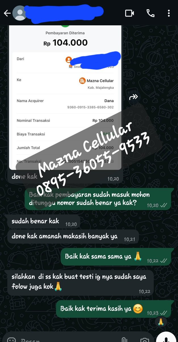 MaznaCellular's tweet photo. Testimoni pembelian kuota tri 55gb 60 hari yuk sekarang udah bisa di order yg 55gb 60 hari cuma 104k aja bosku

#testimoni
#zonauang https://t.co/24k5ZZPA96