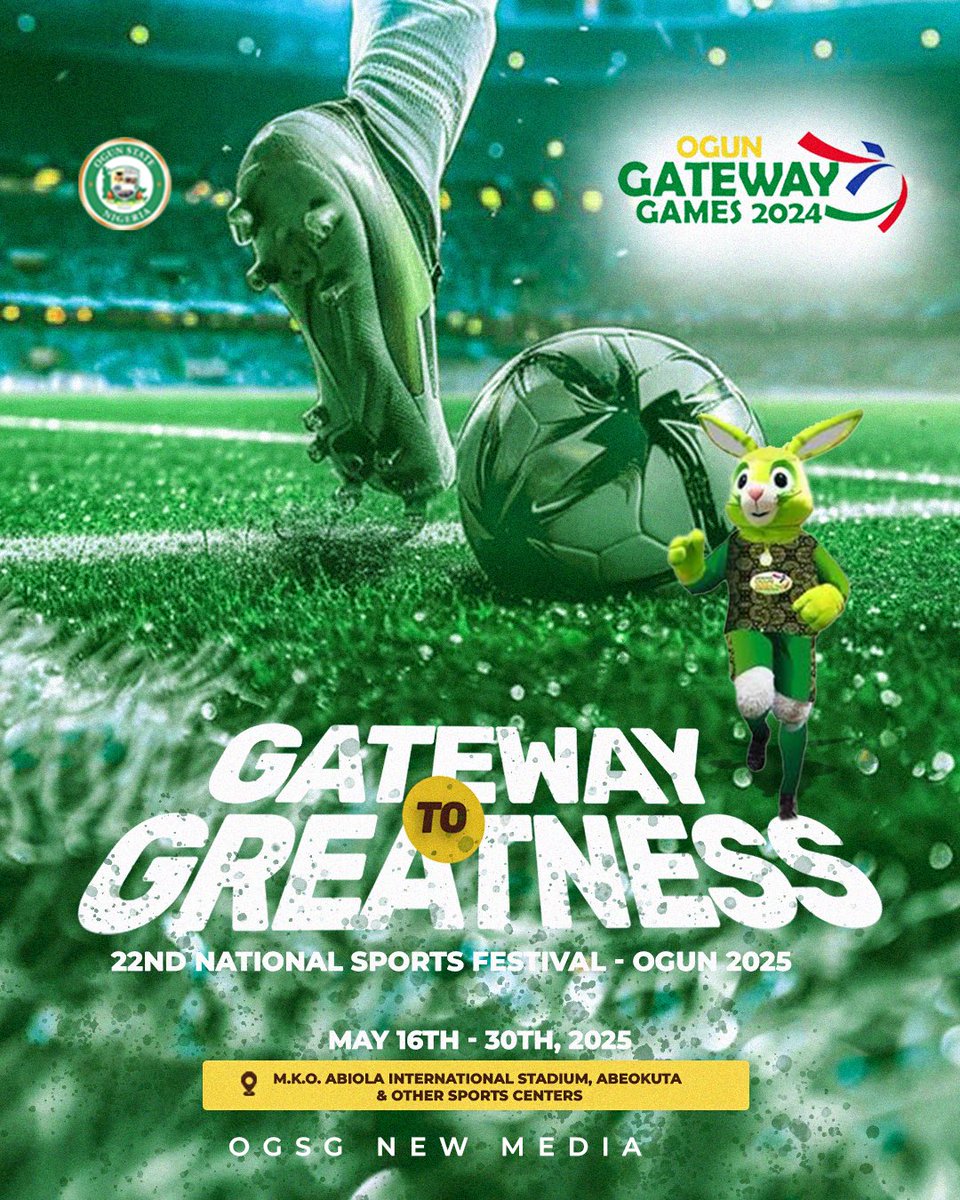 ONE DAY TO GO!

The countdown is nearly over — Gateway Games 2024 begins tomorrow!

From May 16th to 30th, Ogun State becomes the center of athletic excellence as young talents from across the region gather to compete, inspire, and shine. With energy rising at the M.K.O. Abiola