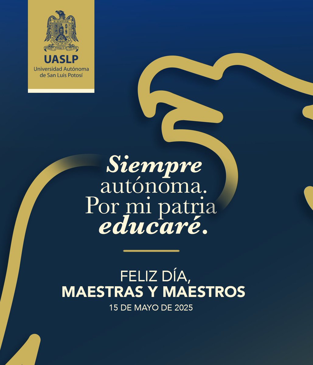👩‍🏫👨‍🏫 Maestras y maestros #UASLP:

Su vocación inspira, su pasión transforma y su valiosa labor deja una importante huella en la sociedad.

¡Gracias por ser el corazón de nuestra universidad!
💙💛

#DiaDelMaestro