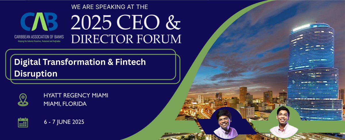 fluidAI1's tweet photo. 🌴Back to Miami! Fluid AI's Raghav & Abhinav Aggarwal will speak at the CAB Forum, June 6–7, on digital transformation & fintech:
Leapfrog legacy, AI insights & why execution beats experimentation in Caribbean banking.
@CABAssoc
#FluidAI #Fintech #CABForum2024 #AIinBanking https://t.co/rctaPfeOLL