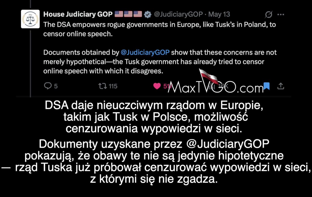 MaxTVMaxKolonko's tweet image. BREAKING! W MaxTVGO.com NEXT. Nie chcieli wpuścić Prez. Maxa Kolonko ob. USA na wybory w #Poland? No problem. Teraz sami nie wjadą do USA:Tusk, Sikorski, Trzaskowski, Bodnar będą DEPORTOWANI z USA jeśli tu przyjadą. Ustawa Żadnych cenzorów na naszym lądzie w CONGRESS!