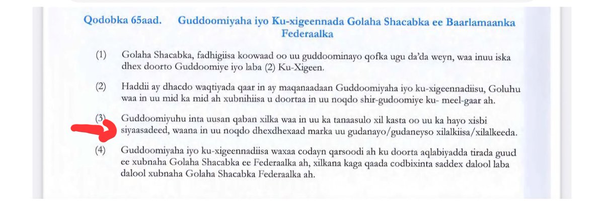 AbdowGaroon's tweet image. Qodobka 65aad  firqadiisa  3aad    Gudoonka  Baarlamaanku wax xil ah uma qabankaraan xisbi.