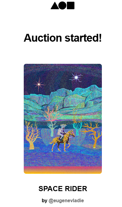 eugenevladie's tweet image. GM🌟
AUCTION STARTED!
I'm honored and grateful, ser @CozomoMedici placed a bid on artwork "SPACE RIDER" on @foundation
TYSM legend @lphaCentauriKid for curating this piece; it means a lot to me! 🙏