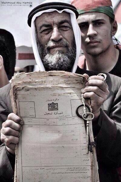 Filistinli bir vatandaş Osmanlı tapularını göstererek:

-Filistin'deki ev ve topraklarımıza ait bu tapular İsrail'den daha eski.