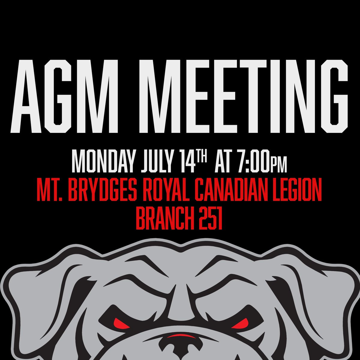 Please join us for our annual AGM Meeting on July 14th at 7:00 at the legion!

#barkloud