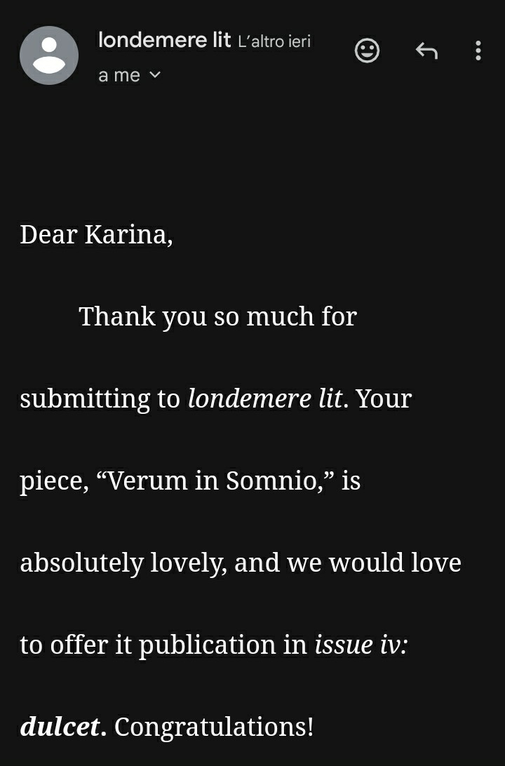 Karina Longo (@thedarkeststar_) on Twitter photo Feeling deeply grateful for the opportunity to have a piece so close to my heart soon to be published β thanks to the wonderful <a href="/londemerelit/">londemere lit β issue iv subs open!! π</a> and their truly kind EIC
<a href="/lienhuongn/">lien-huong n.</a> π» Feeling deeply grateful for the opportunity to have a piece so close to my heart soon to be published β thanks to the wonderful <a href="/londemerelit/">londemere lit β issue iv subs open!! π</a> and their truly kind EIC
<a href="/lienhuongn/">lien-huong n.</a> π»
