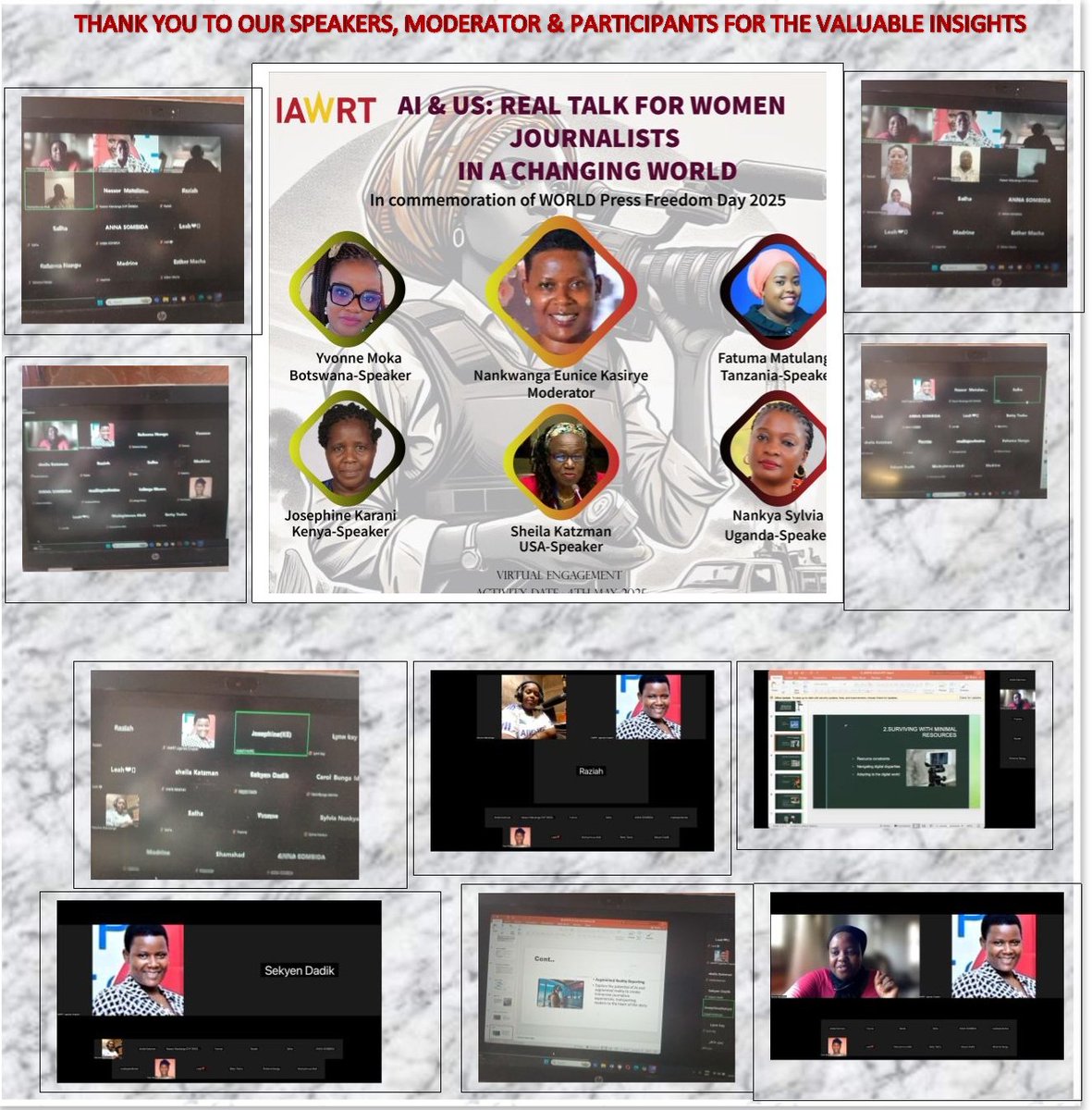 Huge thanks to our amazing speakers, moderator &amp; participants from 🇺🇬 🇰🇪 🇹🇿 🇳🇬 🇧🇼 🇺🇸 who made this engagement rich, relevant &amp; empowering. #WomenInMedia #JournalismMatters
 Read the full report here  rb.gy/xvco4h