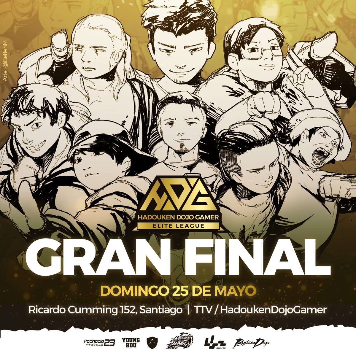 🏅 11 DÍAS PARA LA GRAN FINAL!! 🏅

Los 8 mejores jugadores del país combatirán por el campeonato nacional y grandes premios en dinero! 🔥

📆 Domingo 25 de Mayo | 📍 Level 152 : Ricardo Cumming 152, Santiago 

📺 ttv / hadoukendojogamer

🎨 Arte : <a href="/BeffenM/">BeffenM</a>