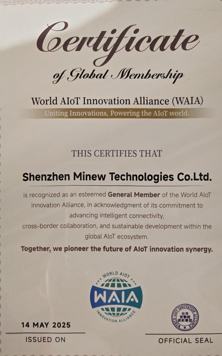 📢 Big news! Minew is now a proud member of the World AIoT Innovation Alliance!
We're excited to collaborate with global leaders to drive the integration of Bluetooth and AIoT technologies—powering smarter, more connected solutions worldwide.