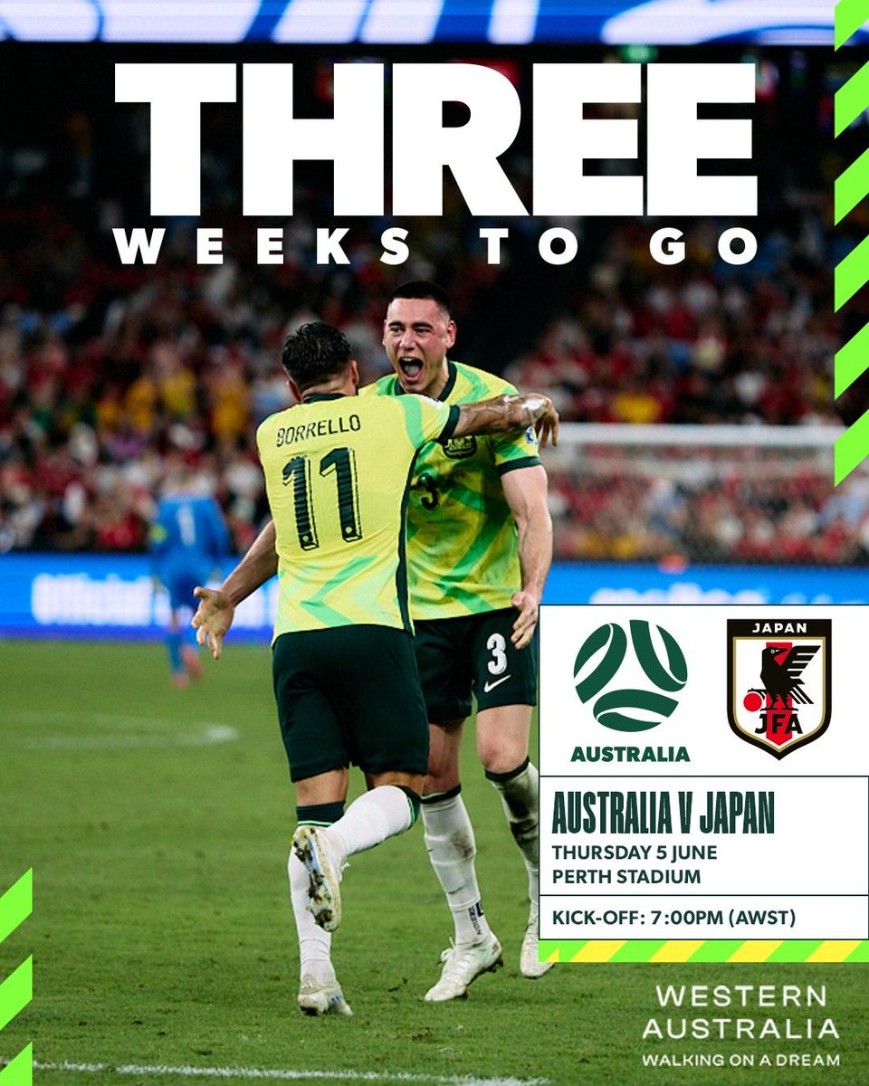 Can our Socceroos get to the FIFA World Cup in 2026?

Now is your chance  to go an support them as they play Japan, knowing a win will guarantee a place in next years competition.

Tickets are available now, so lets get behind the Socceroos and World Cup Qualification