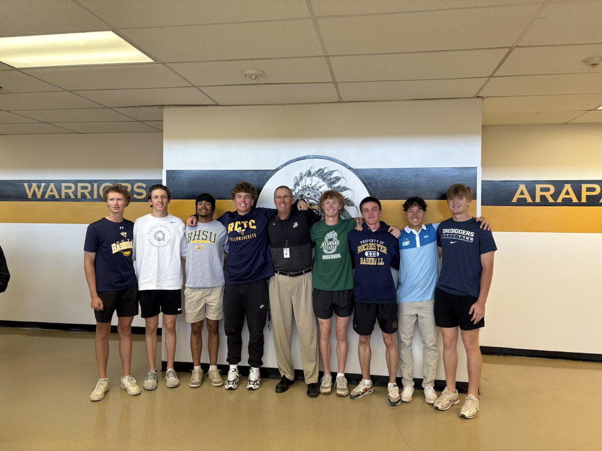 7 more Warriors moving on to play college baseball. That’s 41 baseball players from Arapahoe since 2017 signing to play at the next level. Proud to be an Arapahoe Warrior!! <a href="/Arapahoe_FB/">Arapahoe High School Football</a>⁩ ⁦<a href="/ahswarriors/">Arapahoe High School</a>⁩ ⁦<a href="/ArapSports/">Arapahoe Athletics</a>⁩ ⁦<a href="/ArapBaseball/">Arapahoe Baseball</a>⁩ ⁦<a href="/Sisler_Arap_SS/">Mr. Sisler</a>⁩