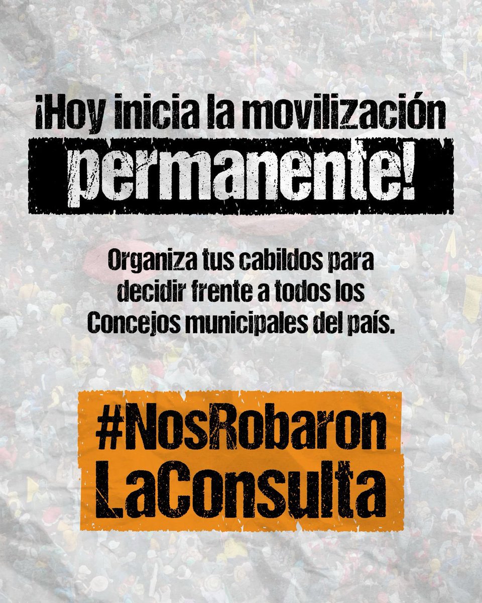 PactoCol's tweet photo. La democracia implica, al menos, respetar las reglas que ella conlleva.
Por eso, la movilización y la organización son nuestra mejor herramienta.
#NosRobaronLaConsulta https://t.co/XTI2McG9i9