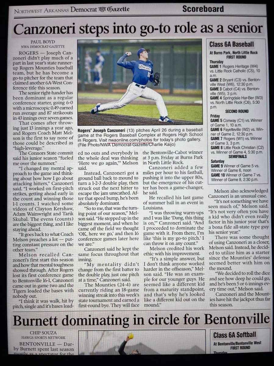 David Regan (@davidregan25) on Twitter photo Great regular season by senior Joe Canzoneri. Best of luck Joe and to all the Mounties as they prepare for State Championship in NLR.
<a href="/Joe_Canzo/">Joseph Canzoneri</a>
<a href="/BaseballMountie/">Mountie Baseball</a>
<a href="/ConnorsBaseball/">Connors State Baseball</a> Great regular season by senior Joe Canzoneri. Best of luck Joe and to all the Mounties as they prepare for State Championship in NLR.
<a href="/Joe_Canzo/">Joseph Canzoneri</a>
<a href="/BaseballMountie/">Mountie Baseball</a>
<a href="/ConnorsBaseball/">Connors State Baseball</a>