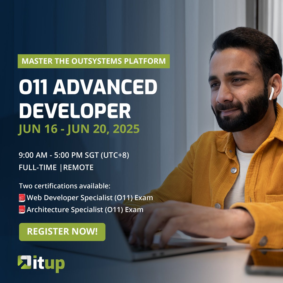 _ITUp_'s tweet image. zurl.co/FYgws 🚀 O11 Advanced Developer – June 16
Master integrations, performance, async logic &amp;amp; more in this hands-on OutSystems course!

📅 June 16–20 | ⏰ 9:00–17:00 SGT | 💻 Remote

#OutSystems #AdvancedDeveloper #ITUpTraining #LowCode