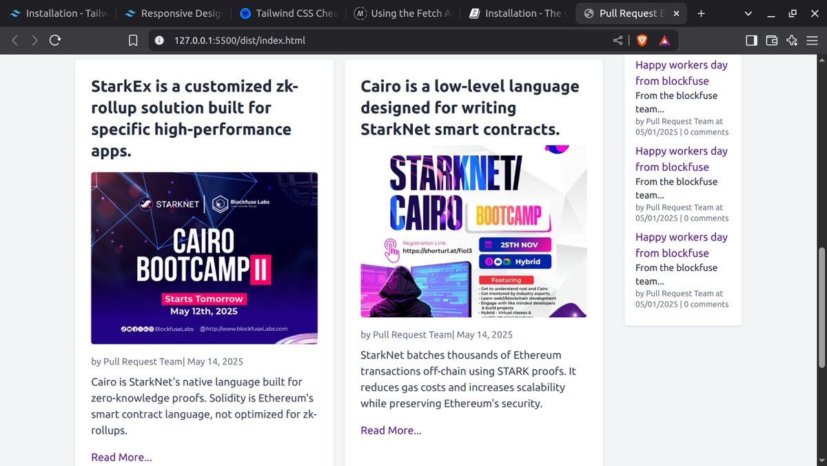 MP (@mp_x0x0) on Twitter photo 100 Days of Code.
Day 71.
Building a blog UI with my team.
Stay with me nowπ
#100DaysOfCode
<a href="/blockfuselabs/">Blockfuse Labs</a> 100 Days of Code.
Day 71.
Building a blog UI with my team.
Stay with me nowπ
#100DaysOfCode
<a href="/blockfuselabs/">Blockfuse Labs</a>