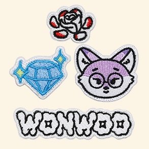 NANA bnb WONWOO ワッペン 4ピースセット wonwoo nana bnb beanie and foxdungee velcro patch 🥰💘