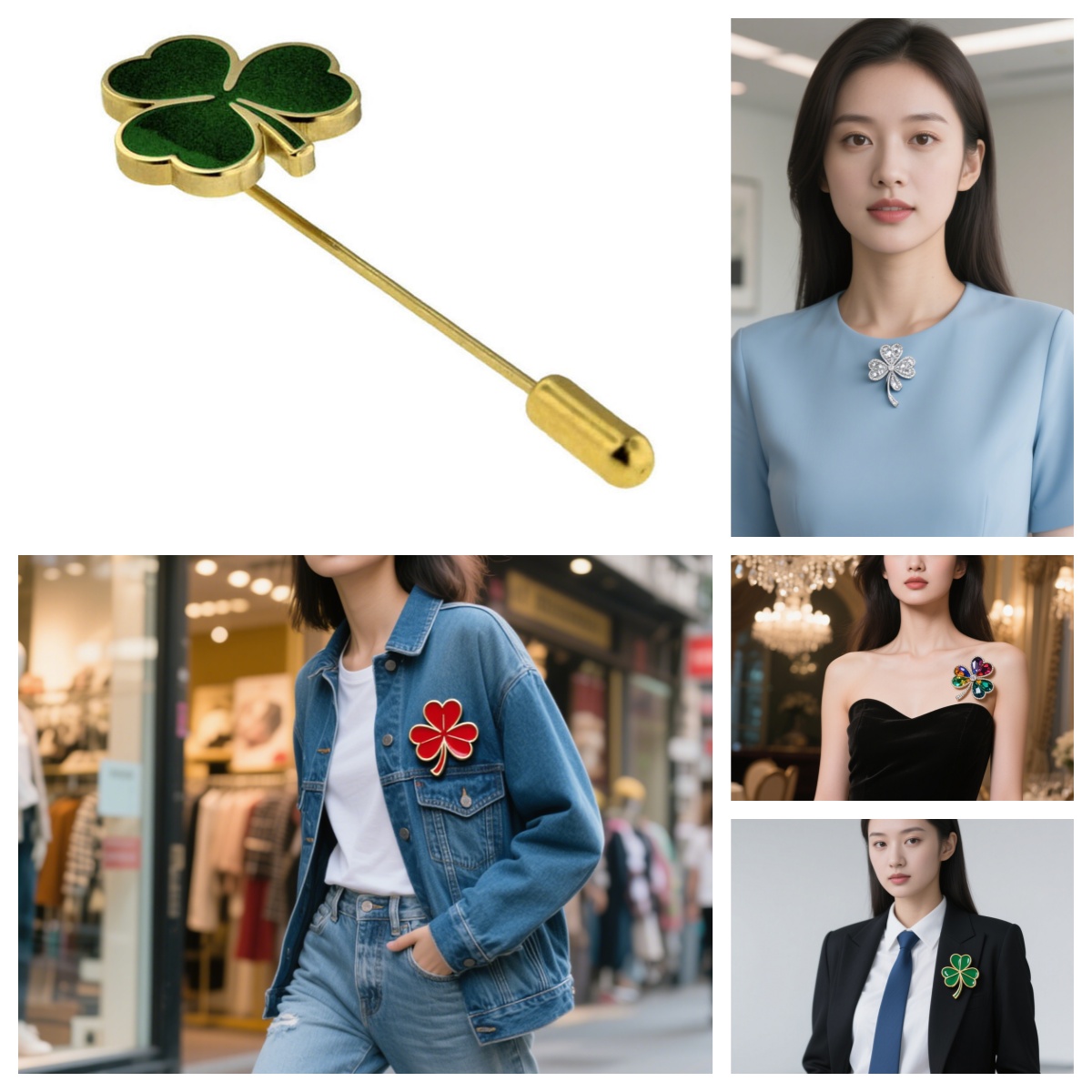 kangjin_ltd's tweet image. The lucky symbol of the Clover-Shaped Brooch, the Stick Pin is not only decorative, but also contains a good expectation for luck. It is often worn as an ornament on clothes to add charm, and can also be used as a souvenir with cultural significance #Stickpin #safetylongbroochpin