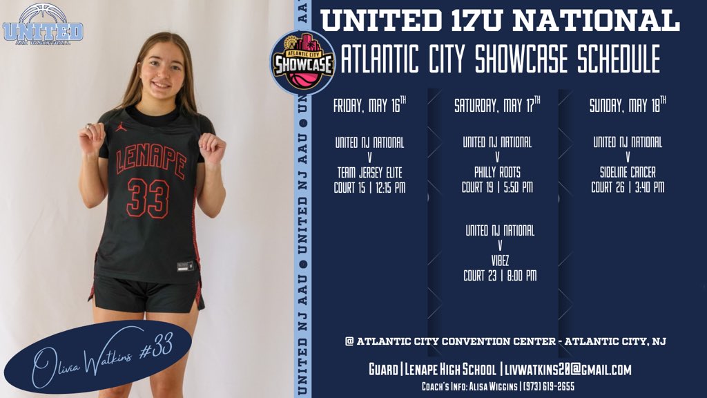 olivia watkins (@livwatkinss) on Twitter photo AC Showcase schedule!! Can’t wait to get out there, come check us out!
<a href="/unitedNJaau/">United NJ AAU</a> <a href="/CoachWiggins05/">Alisa Wiggins</a> AC Showcase schedule!! Can’t wait to get out there, come check us out!
<a href="/unitedNJaau/">United NJ AAU</a> <a href="/CoachWiggins05/">Alisa Wiggins</a>
