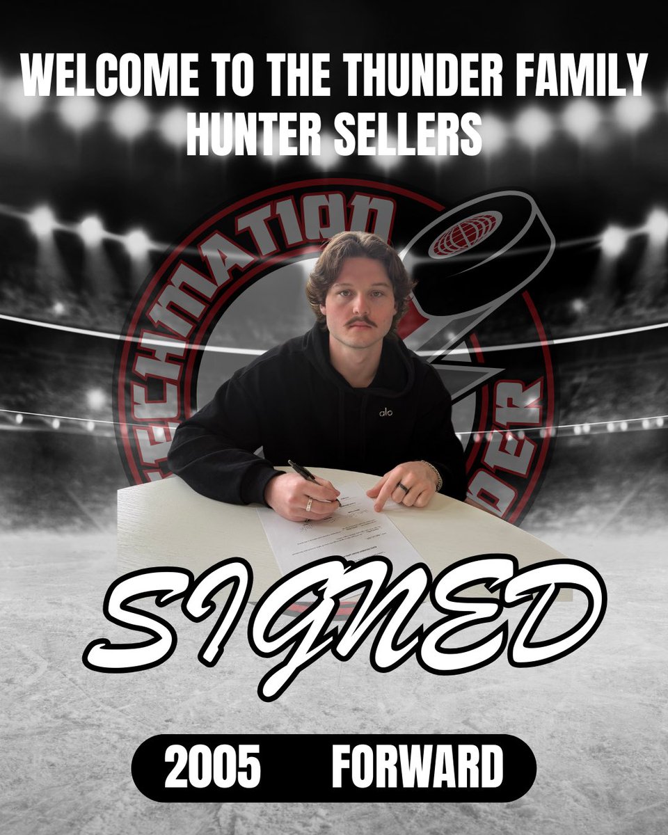 Player Signing Alert! ⚡
The Airdrie Thunder are excited to welcome Hunter Sellers to the Thunder family for the 2025/26 season! 
Big things ahead as we gear up for another electrifying year on the ice. Let’s go, Thunder!