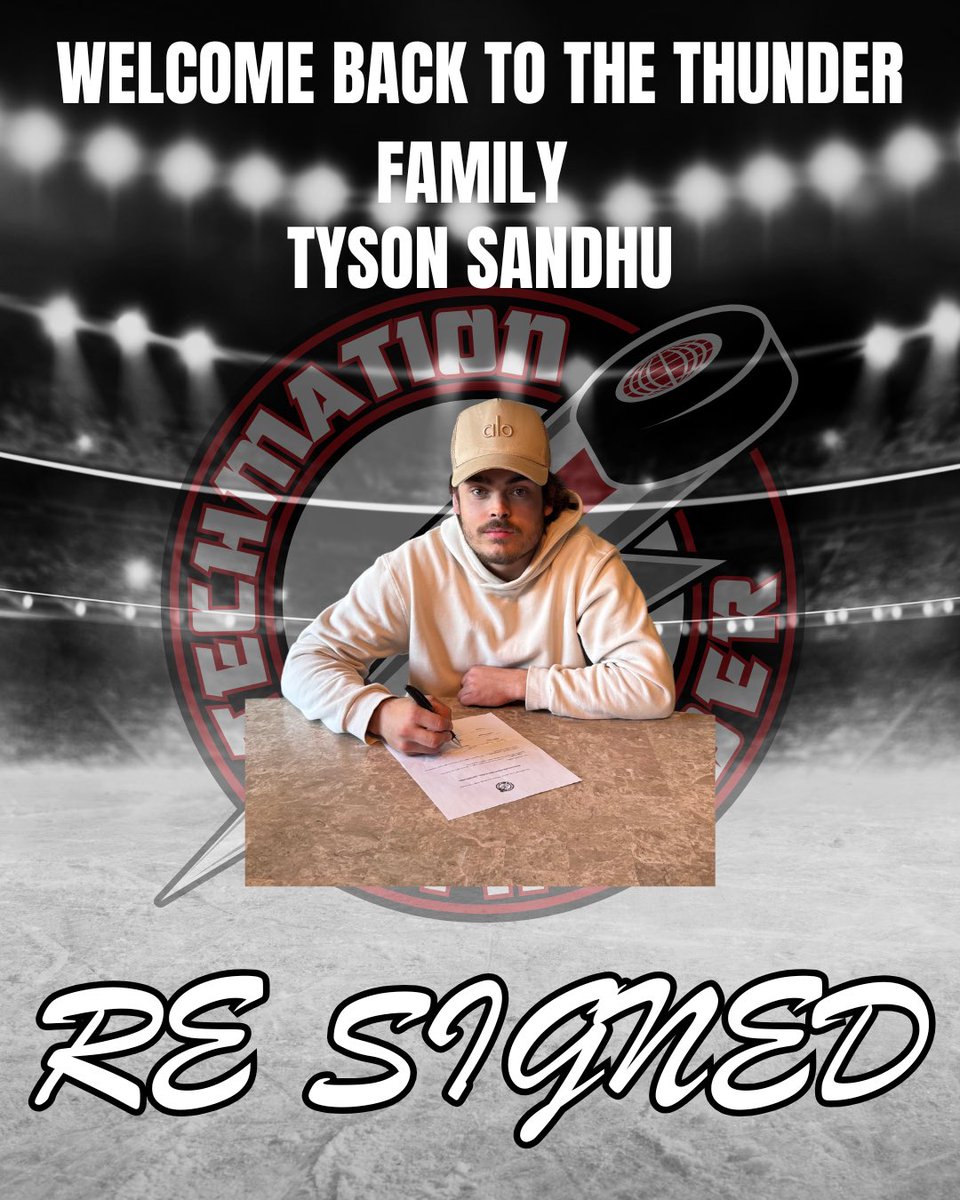 Player Signing Alert! ⚡
The Airdrie Thunder are excited to welcome back Tyson Sandhu to the Thunder family for the 2025/26 season! 
Big things ahead as we gear up for another electrifying year on the ice. Let’s go, Thunder!
