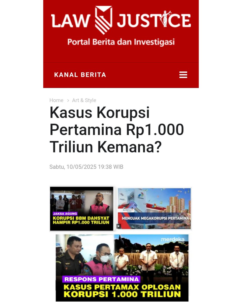 Kasus korupsi Pertamina Rp1.000 triliun adalah salah satu skandal terbesar dlm sejarah Indonesia. Meski penyidikan oleh Kejagung msh berlangsung, lambatnya kemajuan memicu tanda tanya besar. Apakah ada pihak yg dilindungi ? Ataukah kasus ini memang terlalu rumit utk diungkap?